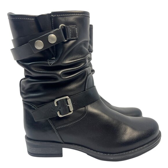 Eric Michael Womens Black Leather Pull On Moto Laguna Boot Size EU 38 - Picture 1 of 9